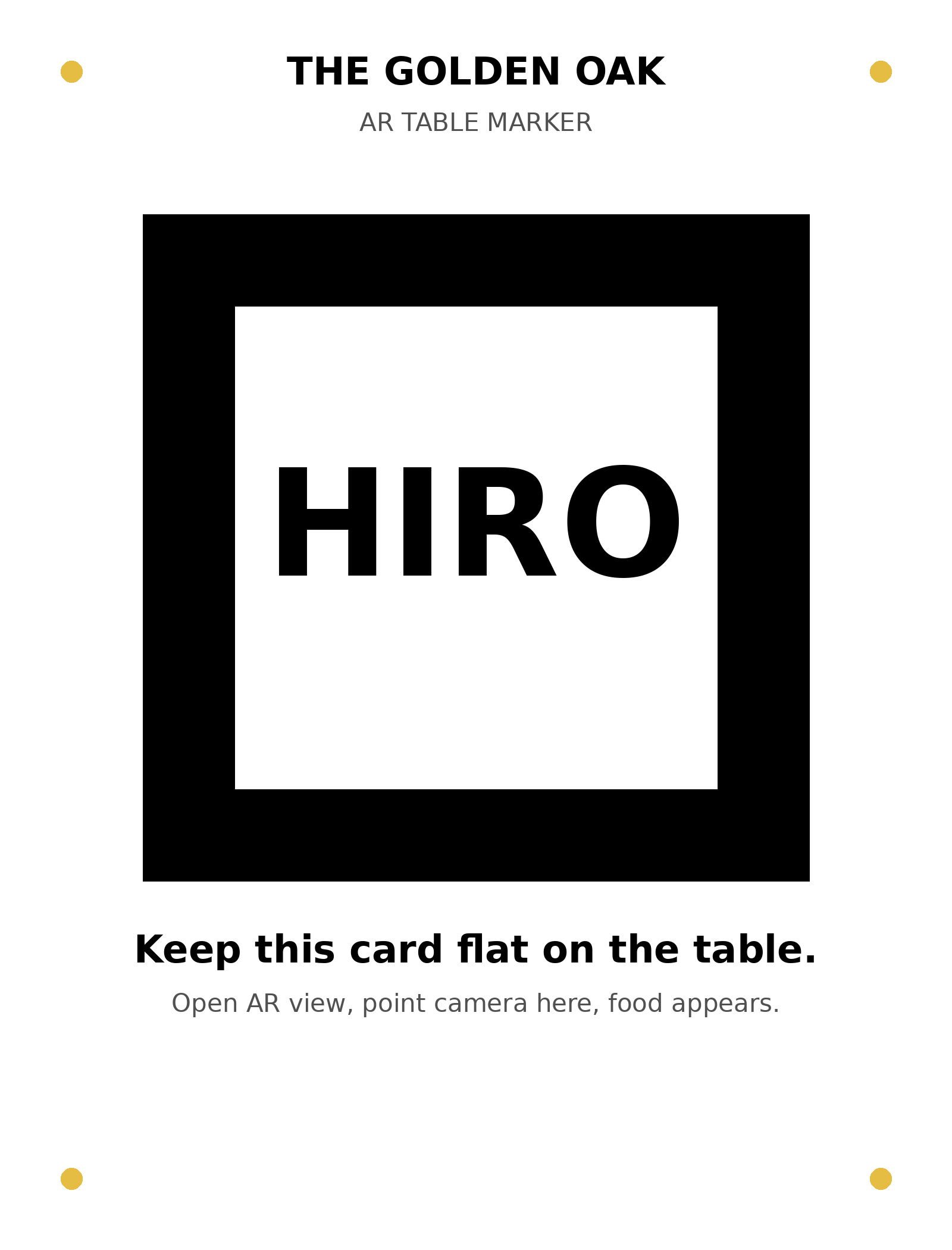 Golden Oak HIRO AR marker